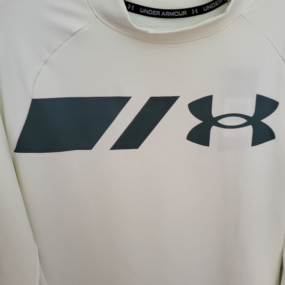 Under Armour UA Long Sleeve Grid Mock Neck Fitted ColdGear White New Large - Picture 2 of 9